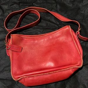 Vintage red leather Coach bag